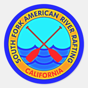 South Fork American River Rafting California Classic Round Sticker