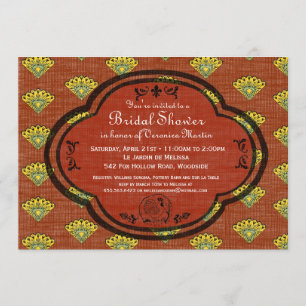 South France Provencal Bridal Shower Invite Rust