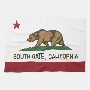 South Gate California Republic Flag Tea Towel