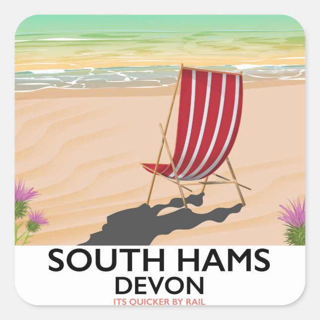 South Hams Devon beach poster Square Sticker (Front)