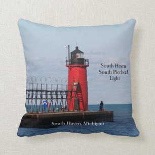 South Haven South Pierhead Light square pillow