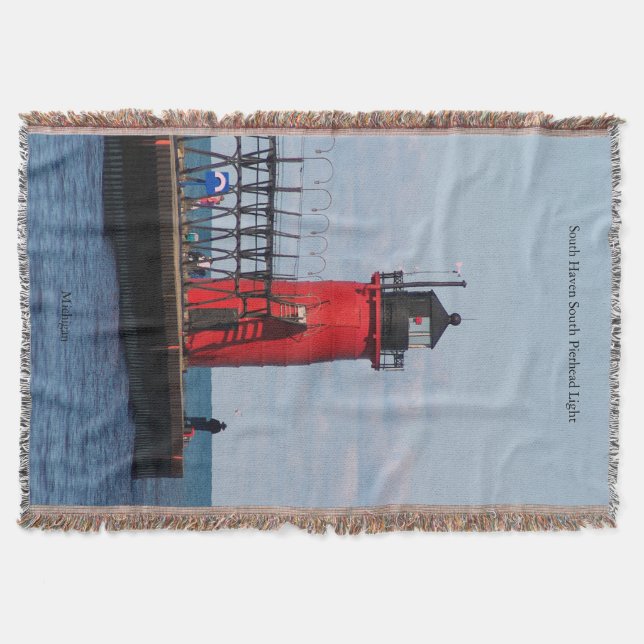 South Haven South Pierhead Light woven blanket (Front)