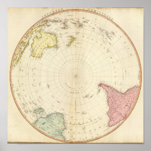 South Hemisphere map Poster