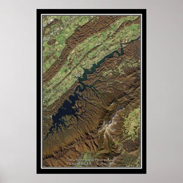 South Holston Lake Tennessee Satellite Map Poster (Front)