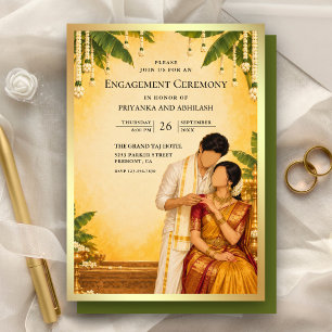 South Indian Couple Engagement Ceremony Invitation