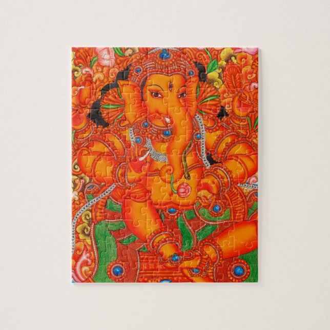 SOUTH INDIAN LORD GANESH TANJORE PAINTING JIGSAW PUZZLE (Vertical)