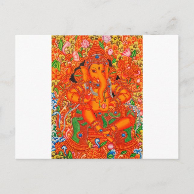 SOUTH INDIAN LORD GANESH TANJORE PAINTING POSTCARD (Front)