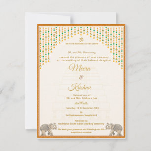 South Indian Temple Wedding Invitation Suite