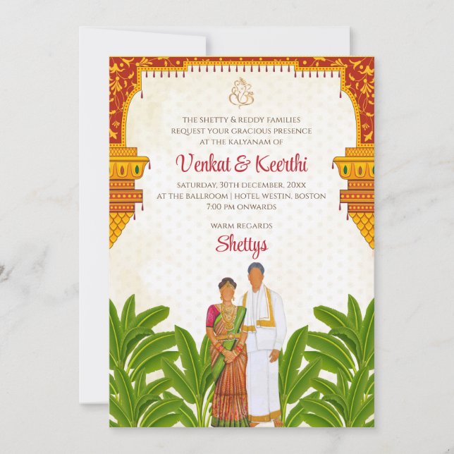 South Indian Wedding invitation Tamil Wedding card (Front)