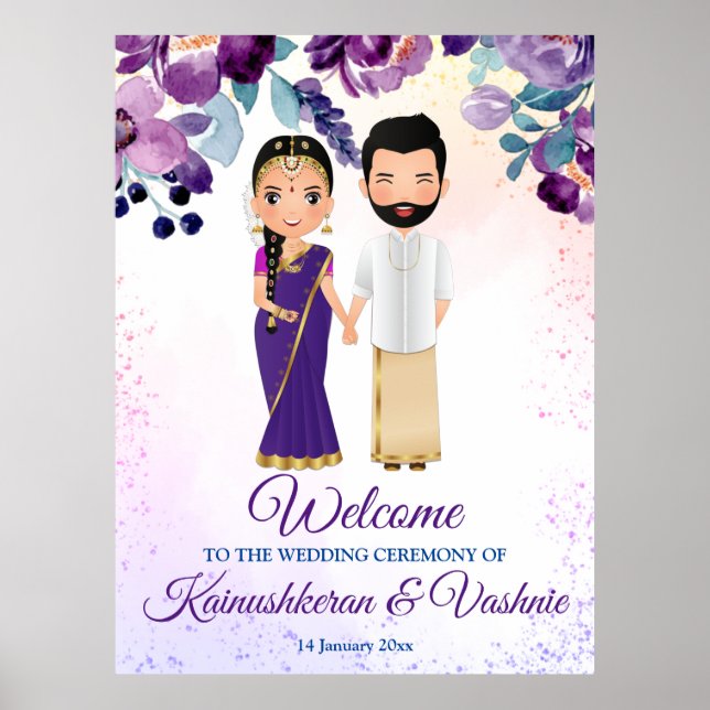 South Indian wedding Tamil Telugu purple blue Poster (Front)