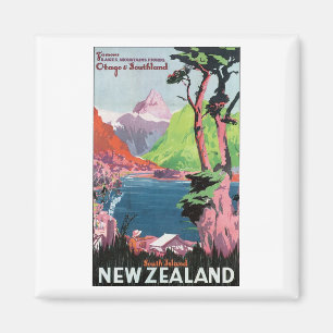 South Island New Zealand Travel Poster Magnet