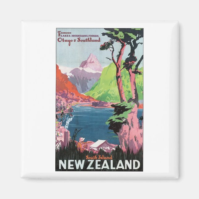 South Island New Zealand Travel Poster Magnet (Front)