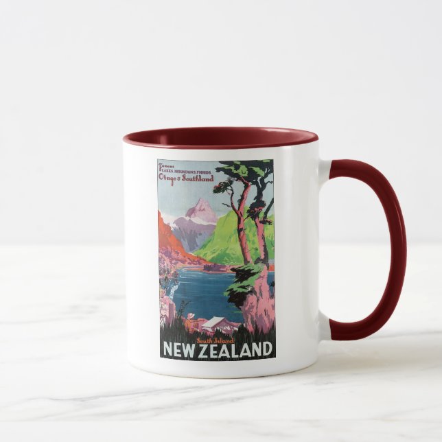 South Island New Zealand Travel Poster Mug (Right)