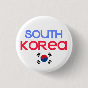 South Korea and a (south korean flag) 3 Cm Round Badge