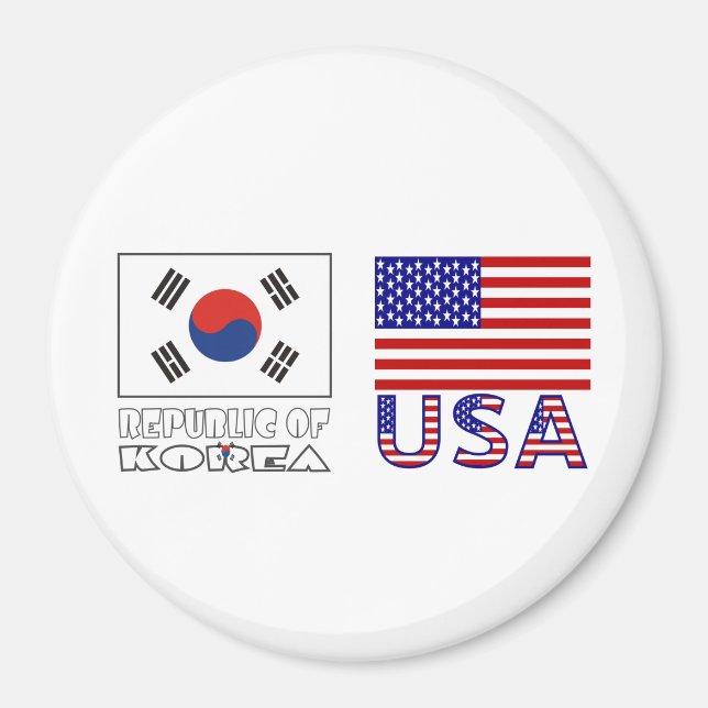 South Korea and USA Flags Magnet (Front)