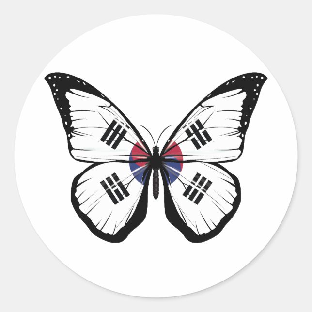 South Korea Butterfly Flag Classic Round Sticker (Front)