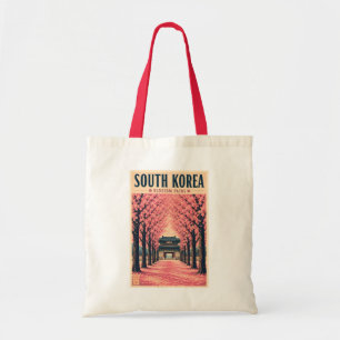 South Korea Cherry Blossom Illustration Travel Art Tote Bag