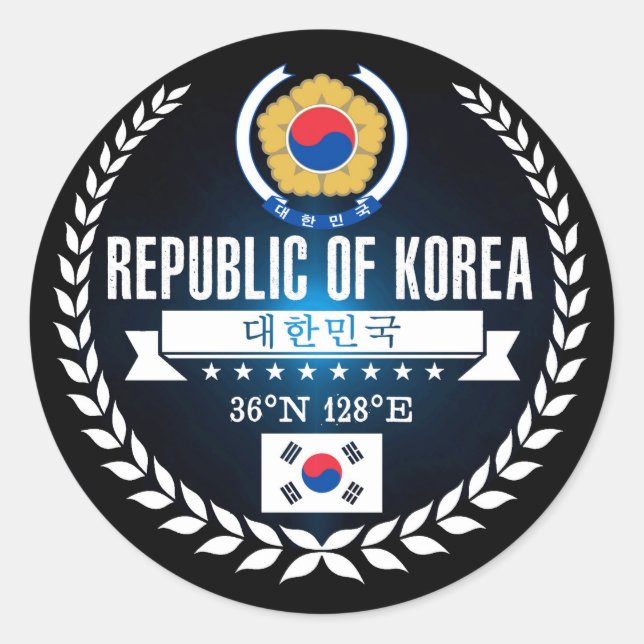 South Korea Classic Round Sticker (Front)