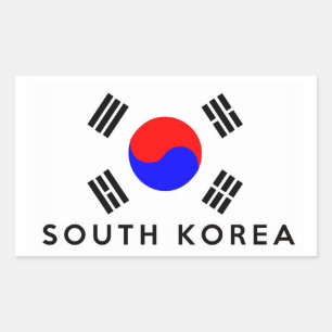 south korea country flag symbol name text rectangular sticker