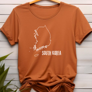 South Korea Country Map Outline Line Border Shape T-Shirt