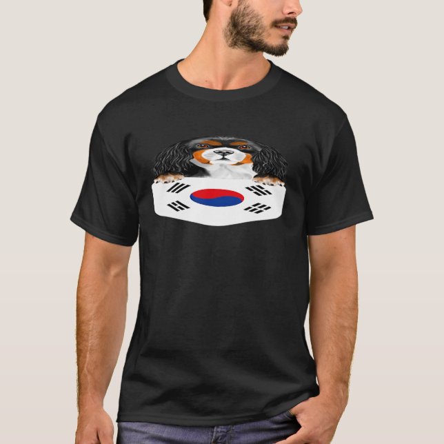 South Korea Flag Cavalier King Charles Spaniel Dog T-Shirt (Front)