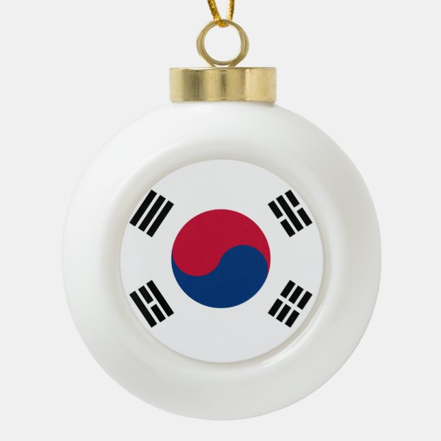South Korea Flag Ceramic Ball Christmas Ornament (Front)