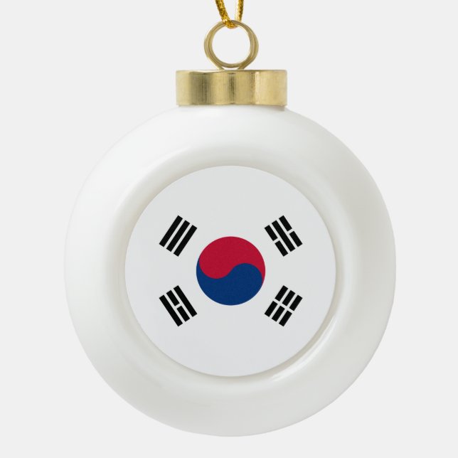 South Korea flag Ceramic Ball Christmas Ornament (Front)