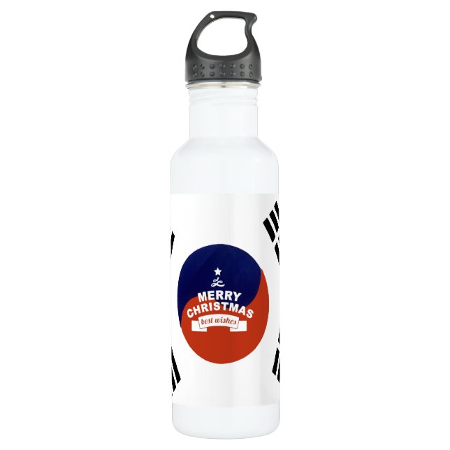 South Korea Flag Christmas: Merry Christmas Wishes 710 Ml Water Bottle (Front)