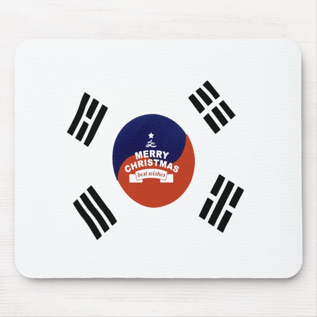 South Korea Flag Christmas: Merry Christmas Wishes Mouse Mat (Front)