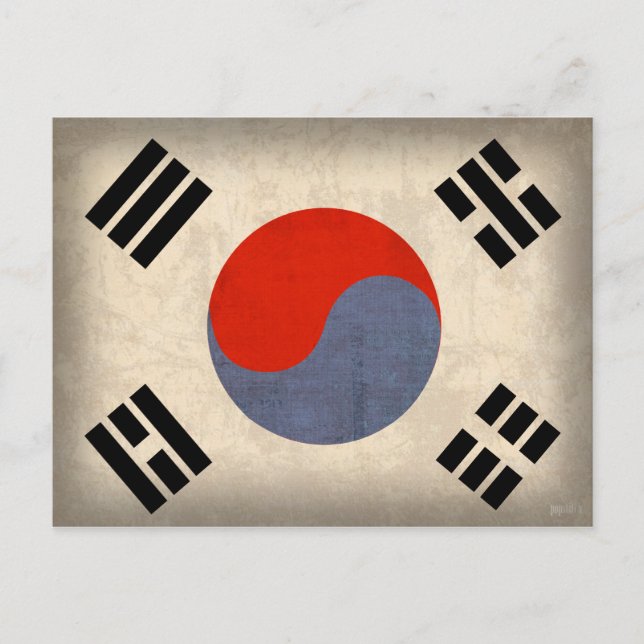 South Korea Flag Distressed Postcards (Front)