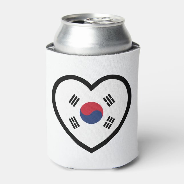 South Korea Flag Heart Can Cooler (Can Front)