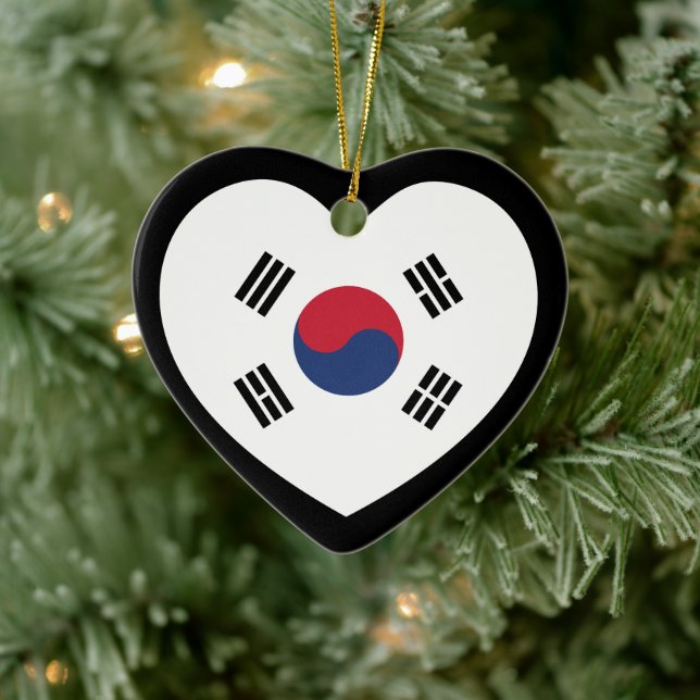 South Korea Flag Heart Ceramic Tree Decoration (Tree)