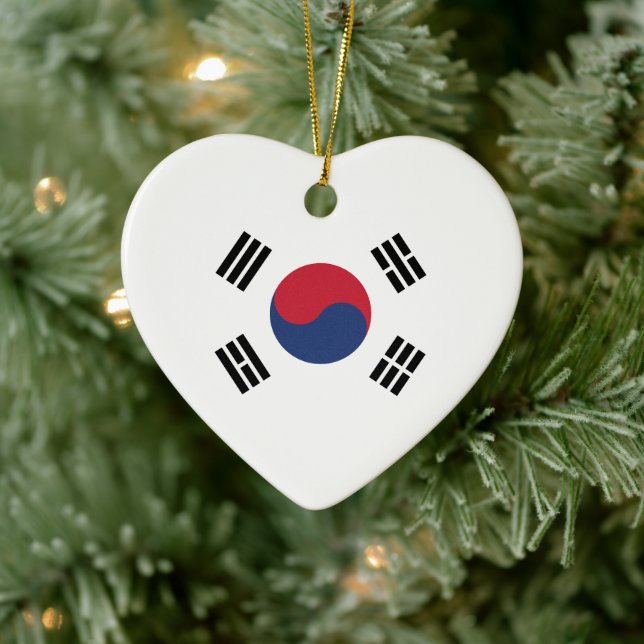 South Korea Flag Heart Ceramic Tree Decoration (Tree)