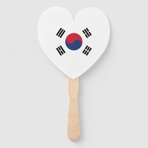 South Korea Flag Heart Hand Fan