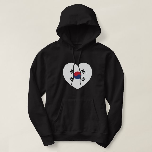 South Korea Flag Heart Hoodie (Design Front)
