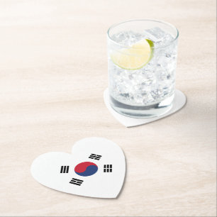 South Korea Flag Heart Paper Coaster