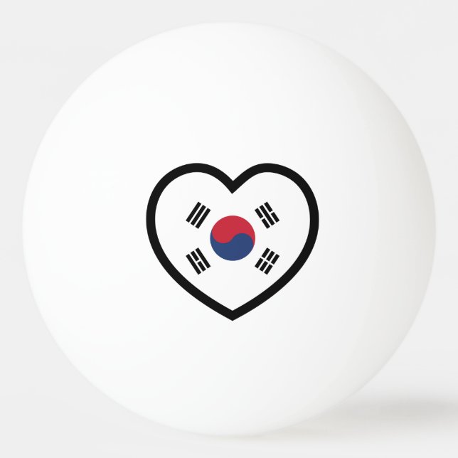 South Korea Flag Heart Ping Pong Ball (Front)