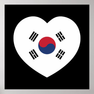 South Korea Flag Heart Poster