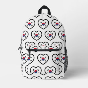South Korea Flag Heart Printed Backpack