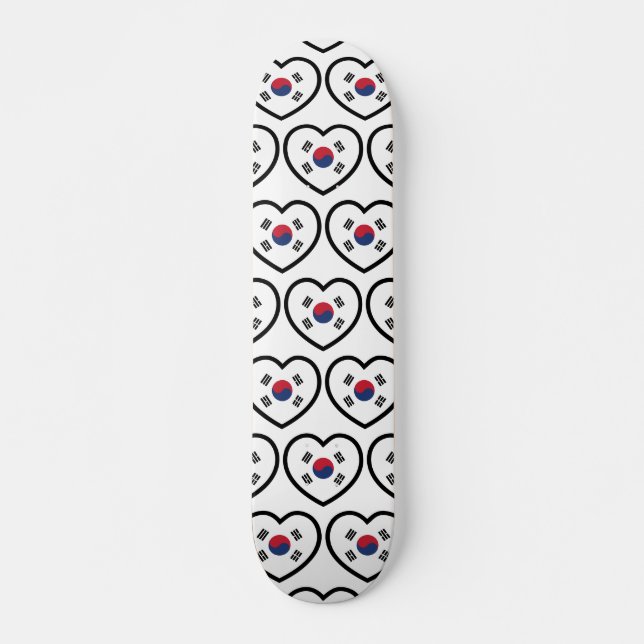 South Korea Flag Heart Skateboard (Front)