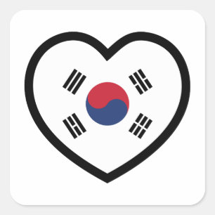 South Korea Flag Heart Square Sticker
