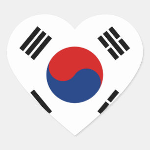 South Korea Flag Heart Sticker