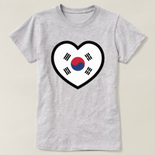 South Korea Flag Heart T-Shirt