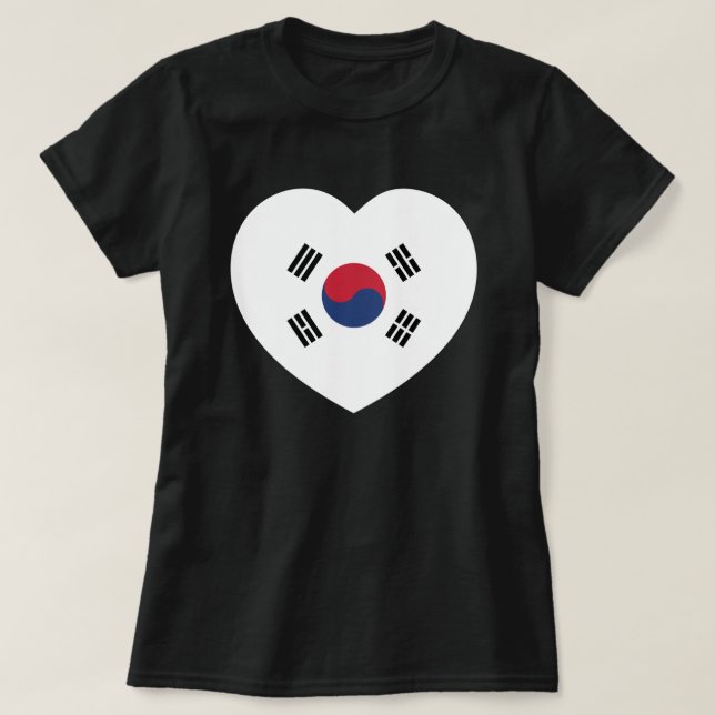 South Korea Flag Heart T-Shirt (Design Front)
