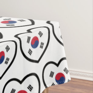 South Korea Flag Heart Tablecloth