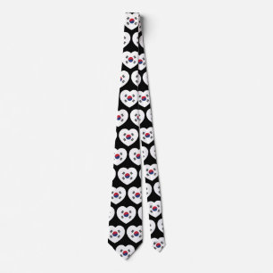 South Korea Flag Heart Tie