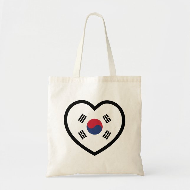 South Korea Flag Heart Tote Bag (Front)