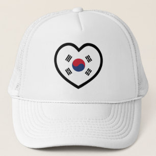 South Korea Flag Heart Trucker Hat