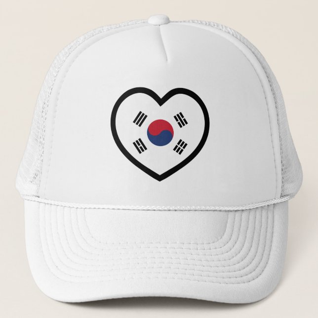 South Korea Flag Heart Trucker Hat (Front)