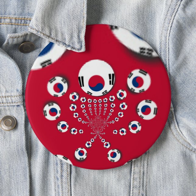 South Korea Flag Kaleidoscope Art Print 6 Cm Round Badge (In Situ)
